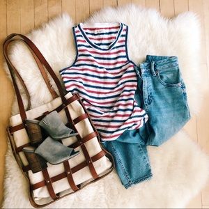 Madewell High Collar Striped Tank Top